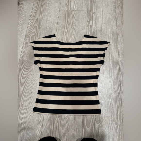 J. Crew Vintage Rib Cropped Scoopback Tee in Stripe - Picture 3 of 7